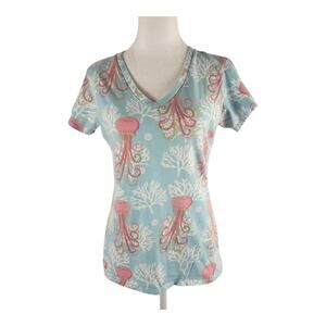 Simply Southern Jellyfish Print V-Print Shirt Women's Size Medium
